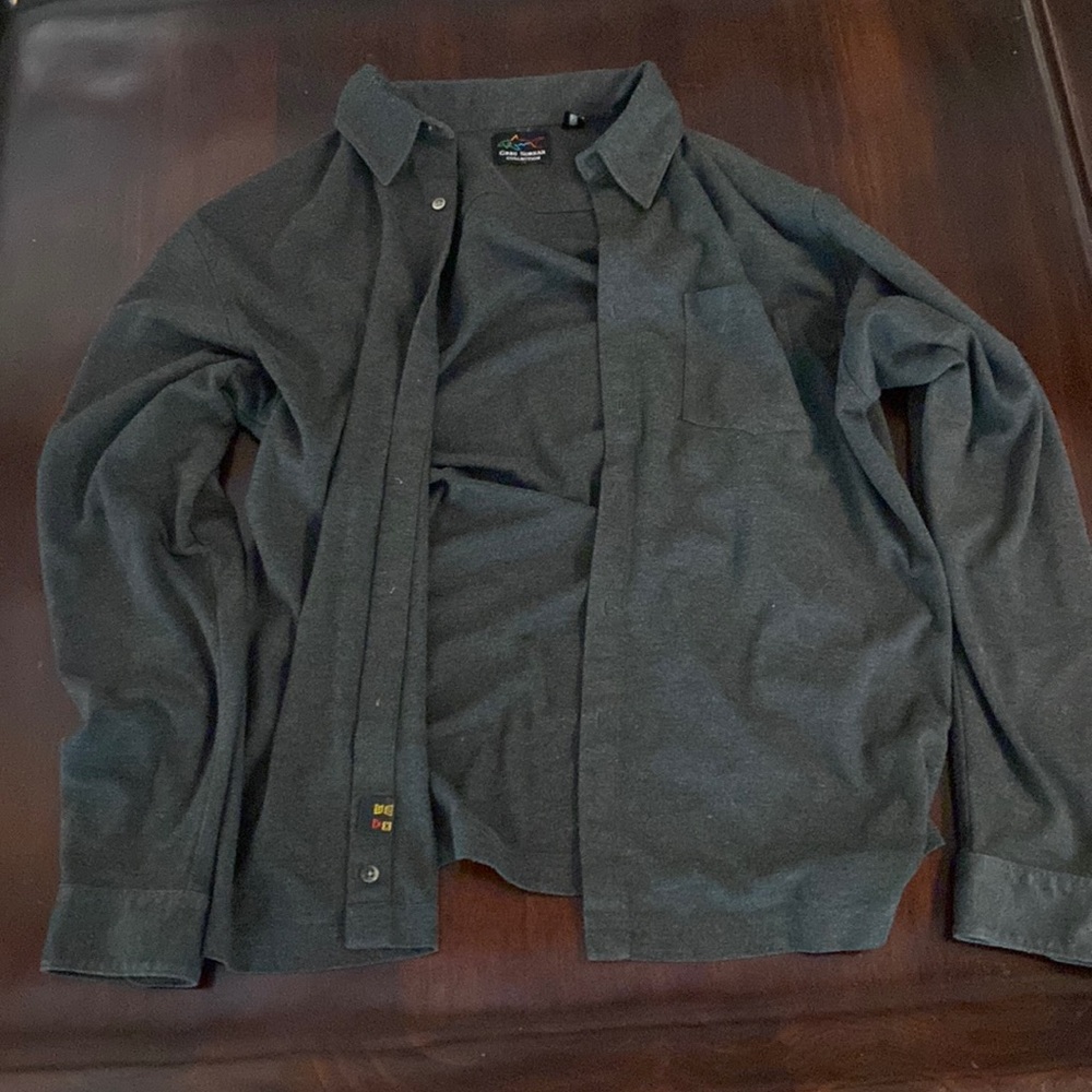 Grey heathered button up